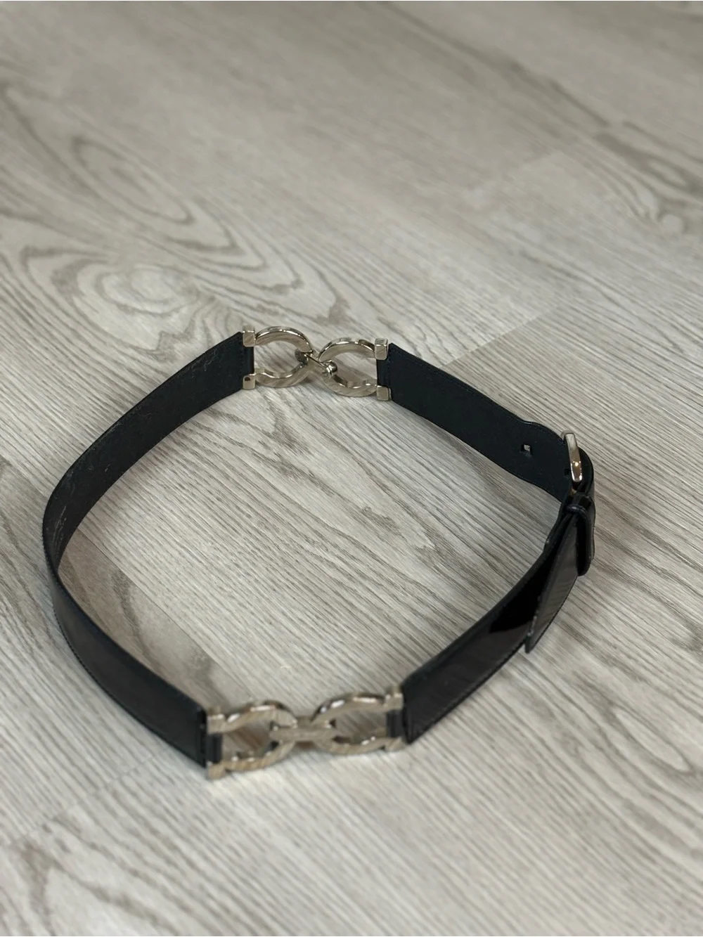 Salvatore Ferragamo Black Leather Belt with Subtle Logo Stamp